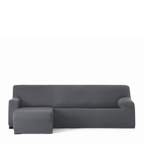 Eysa Bi-Elastic Sofa Cover for Chaise Longue with Short Arm Left Side Front View Dark Grey Harlem Design