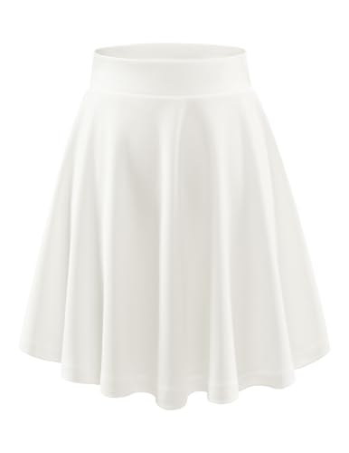 Dresstells Rock Damen Knielang Weiß A-Linie Hohe Taille Midirock Silvesteroutfit Anime Faltenrock Karneval Tennis Rock White-Midi Xl