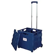 Office Depot Mobile Folding Cart With Lid, 16in.H x 18in.W x 15in.D, Blue, 50803