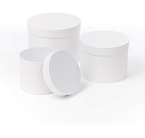 Juego de 3 cajas redondas para sombreros de flores, color crema (4654): Amazon.es: Hogar