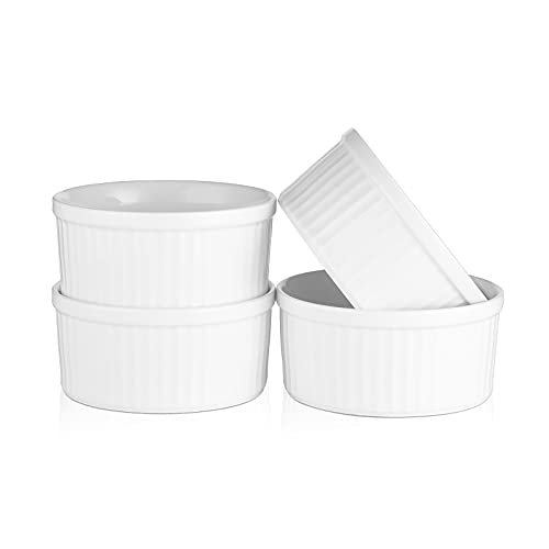 KitchenTour Ceramic Souffle Dishes 12 Ounces Oven Safe Ramekins for