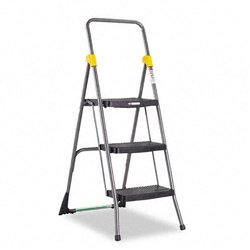 Cosco 11839GGO Commercial 3-Step Folding Stool, 300lb Cap, 20 1/2w x 32 5/8d x 52 1/8h, Gray