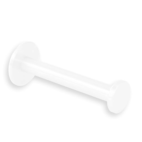 EVI Herrajes | White Toilet Paper Holder | Self-Adhesive or Screw-Mount | Stainless Steel | Mod. 050PR1DUALBL