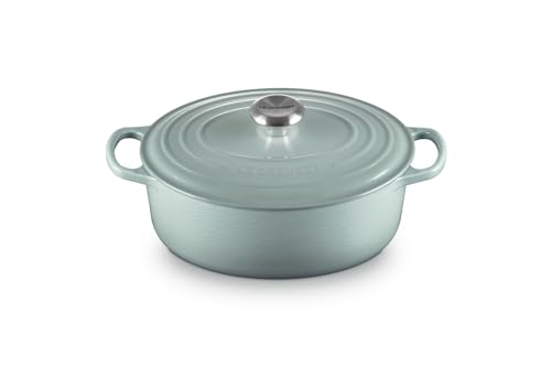 Le Creuset Signature Ovale braadpan van geëmailleerd gietijzer, met deksel, 27 cm, 4,1 liter, zeezout
