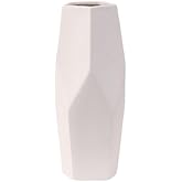 FAYRAH White Ceramic Vase – Modern Minimalist Flower Vase for Home Décor, Living Room, Office, Bedroom, Table Centerpiece, Shelf Decoration, Pampas Grass, Dried Flowers, and Floral Arrangements