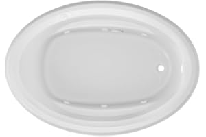 Jacuzzi SIGNATURE Acrylic Drop-In Bathtub, Jet Massage Tub, Slip Resistant, Right Drain Placement, 59" (L) x 41" (W), Oval, White
