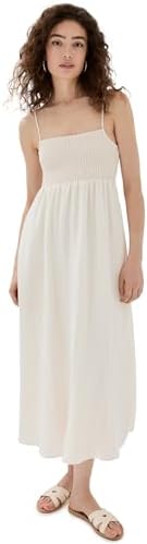 SUNDRY Women's Mixed Media Tiered Dress, White, L at Amazon Women's Clothing  store