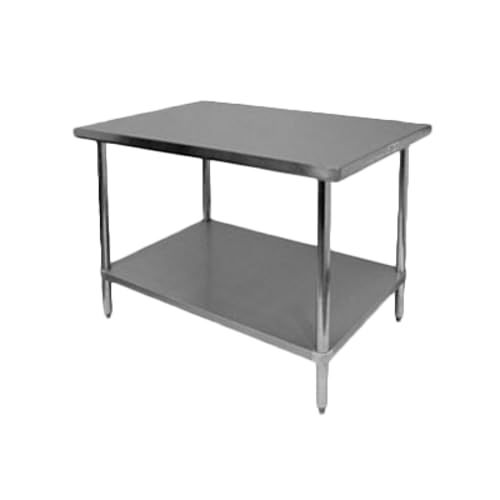 Photo 1 of **NO LEGS**FSE SLWT42448F Work Table, 24" x 48" x 35", 18 gauge/430 Stainless Steel Flat top, Turn-Down Edges, Galvanized Steel Adjustable undershelf & Legs, 1" Adjustable Plastic Bullet feet, KD, NSF