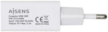 - A110-0404 - Carregador USB 10W, 5V/2A para carregamento de telemóvel, tablet, smartphone, câmara, consola de vídeo, etc., branco