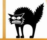 Scary Black Cat Halloween Wall, Car or Spooky Grin Window Cling Small 4.5" X 5"