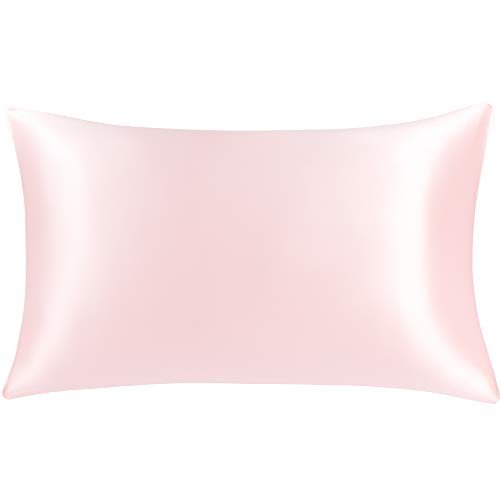 PiccoCasa Silk Pillowcase for Hair and Skin, Travel Pillowcase Both Sides 550TC 22 Momme Silk, Silk Pillowcase Hidden Zipper Closure, Soft and Breathable Pink