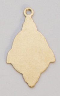 Brass Fancy Drop with Ring, 24 Gauge, 13/16 By 1/2 Inch, Pack Of 6 | MET-440.40