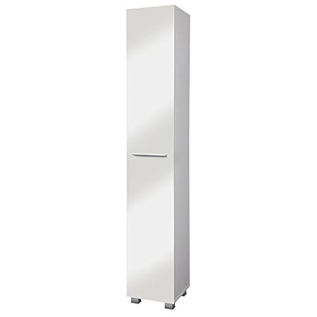 VCM Hochschrank Badschrank Bad Schrank Regal Möbel Carlos weiß / weiß Edelglanz 170 x. 30 x 31,5 cm Badezimmer mit Standfüßen