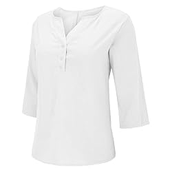 Cotton Linen Tops for Women Casual Button Down