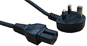 electrosmart 2m Black C15 Kettle Power Cable with Notch - UK Mains Plug to IEC Socket