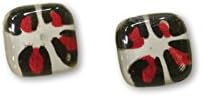 Hand Crafted Artisan Fused Art Glass Earrings - Stud Earrings Glass w/ wood display