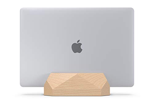 NUOV Vertical Laptop Stand for Desk, Adjustable Vertical Laptop Holder, Natural Wood Desktop Dock for Apple MacBook pro, Surface, Lenovo, Dell and More (up to 17.3 inches)