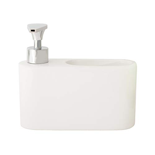 KOOK-TIME-Dispensador-de-Jabn-Liquido-de-Cermica-para-Cocina-con-Hueco-para-Estropajo-18-x-6-x-155-cm-Color-Blanco