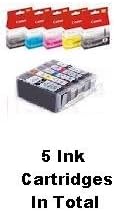 Canon PGI-5BK Black & CLI-8 Black, Cyan, Magenta, Yellow Ink Cartridge Combo
