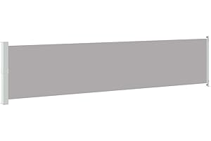 vidaXL - Retractable Patio Side Awning for Privacy, UV & Water Outdoor Sun Windscreen Protector, Terrace/Balcony Shield, Durable with Sturdy Steel Base, Gray, 55.1"x236.2"