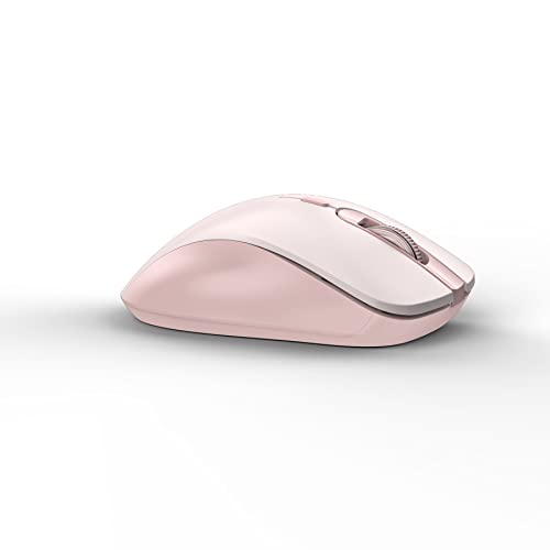 RAPIQUE Wireless Mouse, 2.4G Silent Computer Mice with USB Receiver & Type-C Adapter, Portable Mobile Optical Cordless Mouse for Laptop, PC, Desktop, MacBook, 3 DPI Adjustment Levels (Pink)