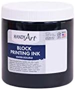 Handy Art Non-Toxic Water Soluble Block Printing Ink, 8 oz Jar, Black