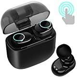Wireless Earbuds, Bluetooth 4.2 Earphones TWS Touch Control Mini in-Ear Headsets with Mic, Stereo Sports Gym Running Sweatproof Earphone with 1000mAh Charging Box, for iOS & Android (Black-I8X)