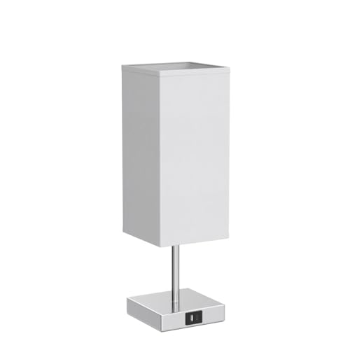 Aooshine Bedside Lamps, Touch Control Table Lamp with USB A+C Charging Ports, Lamps 3 Way Dimmable, for Bedroom Living Room-Grey Fabric Shade (LED Bulb Included)