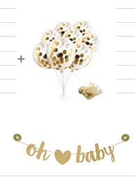 Lillypet Glittering oh Baby with Heart Banner and 6 pcs Balloons for Baby Shower a Joyous Occasion (L)