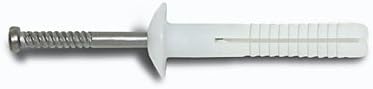 1/4" x 1-1/2", Powers Nylon Nailin Drive Pin Anchors with Carbon Steel Nail, Mushroom Head, 100/Bx