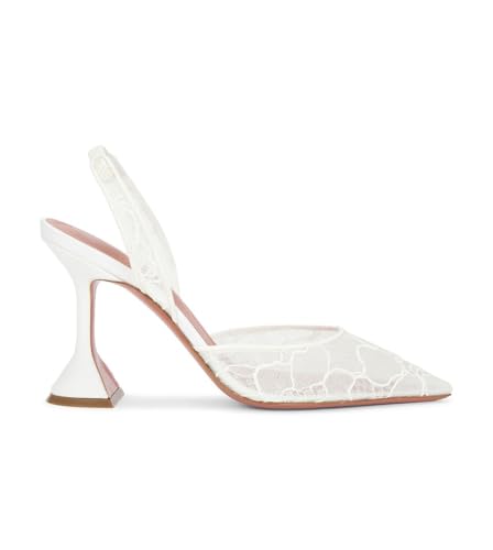 Lhamo Latso White Mesh Mule Heels Slip On Slingback Mesh Heels Pointed Closed Toe Heeled Sandals Size 10 by Lhamo Latso - Used condition - US$15.99