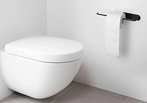 Paper Towel Holder Wall Mount Under Cabinet, Durable Adhesive or Drilling for 13 Inch Long Paper Towels Rolls, for Kitchen and Bathroom, Black