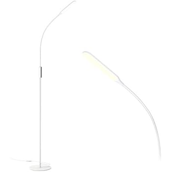 White LED Floor Lamp with 5 Brightness Levels & 3 Colors, Gladle Bright Standing Lamps for Living Room Bedroom Office Crafting Task, Tall Reading Light with Flexible Gooseneck, Works with Smart Plug