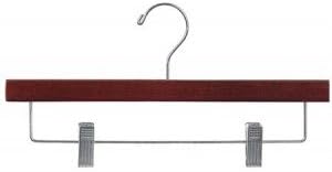Wooden Bottom Hanger w/Clips, Walnut Finish with Chrome Hardware, Box of 25 by The Great American Hanger Company