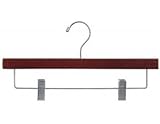 Wooden Bottom Hanger w/Clips, Walnut Finish with Chrome Hardware, Box of 25 by The Great American Hanger Company