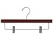 Wooden Bottom Hanger w/Clips, Walnut Finish with Chrome Hardware, Box of 25 by The Great American Hanger Company