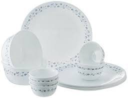 Corelle India Impressions Lilac Blush Dinner Set, 14-Pieces, White/Blue