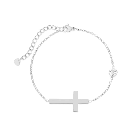 Cross Bracelet for Women，Dainty Cross Bracelet 18k Gold Bracelets Non Tarnish Christian Gifts for Women Easter Baptisms Religious Jewelry