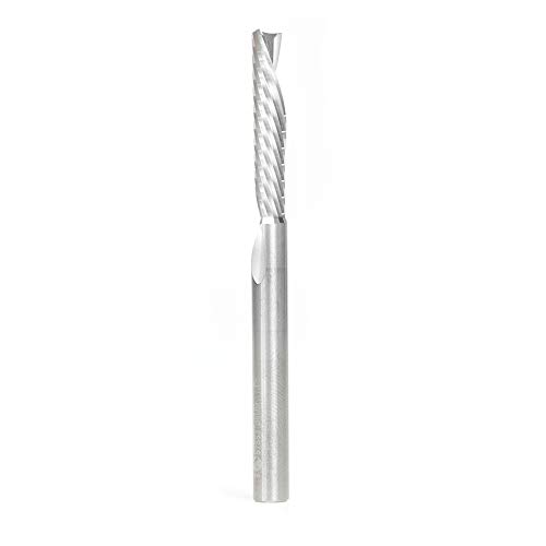 Amana Tool 57333 Metric SC Spiral O Single Flute, Plastic Cutting 6 D x 30 CH x 6 SHK x 76mm Long Down-Cut CNC Router Bit with Mirror Finish