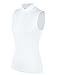 Loving People Sleeveless Solid Plain Ruched Front Turtle Mock Neck Casual Tank Top, M/L, Ivory