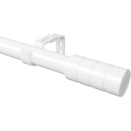 Extendable Curtain Rod Curtain Rod with Adjustable Brackets for Living Room, Bedroom, Diameter 25 mm, 84 – 220 cm (White)