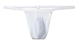 Soojun Men's No Stitching T-Back Underwear Ice Silk Soft G-String, Medium, White