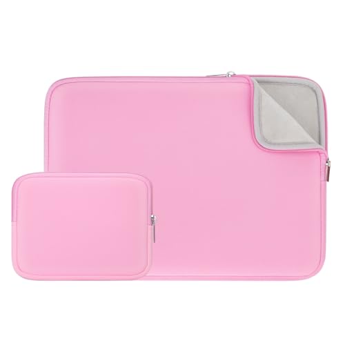 RAINYEAR 15 Zoll Laptoptasche Kompatibel mit 15,4 Zoll MacBook Pro Touch Bar für Modell A1938 A1707 A1990, Flauschiges Futter Schutzhülle mit Zubehörtasche (Rosa, Aktualisierte Version)