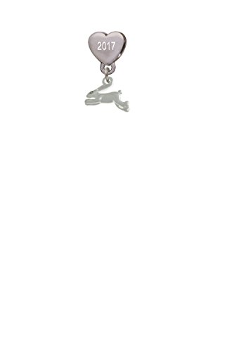Leaping Rabbit Custom Year Stainless Steel Heart Bead Charm