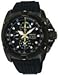 Seiko SNAE17 Mens Velatura Alarm Chronograph Black Dial Rubber Strap