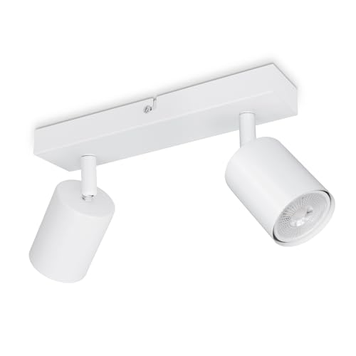 TaFiCo LED Ceiling Spotlight with 2 Lights – Ceiling Light GU10 White – LED Ceiling Light Modern Swivel Spotlight for Living Room Bedroom Kitchen – Without Bulb