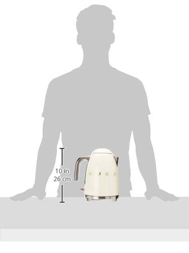 SMEG KLF03CRUS - Hervidor de agua eléctrico estilo retro de los años 50, 7 tazas, con apagado automático, base extraíble e indicador de agua, color crema