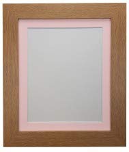 FRAMES BY POST Metro Oak Photo Picture Poster Frame with Pink Mount Plastic Glass 45 x 30cm For Pic Size 14" x 8"