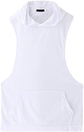 KJHSDNN Mens Workout Fitness Hooded Tank Tops Sleeveless Gym Hoodies with Kanga Pocket Undershirt