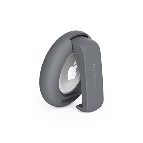 Apple AirTag Hülle mit Clip, Secure Holder Schutzhülle mit Schlüsselanhänger, Schlüsselring, Zubehör mit Kratzschutz – Dunkelgrau